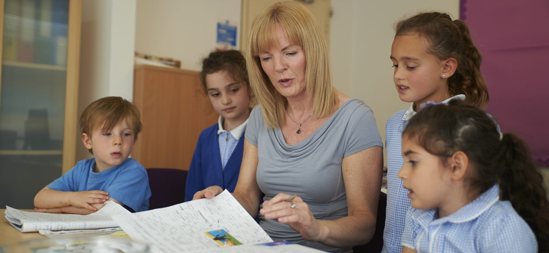 Jill With Children In Office